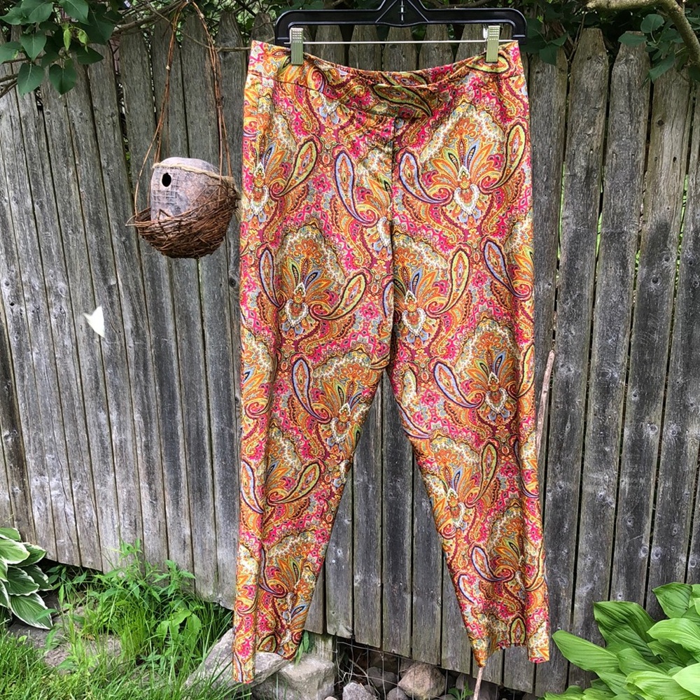 8 Silk Paisley Pants Audra Liz Claiborne - Picture 1 of 8